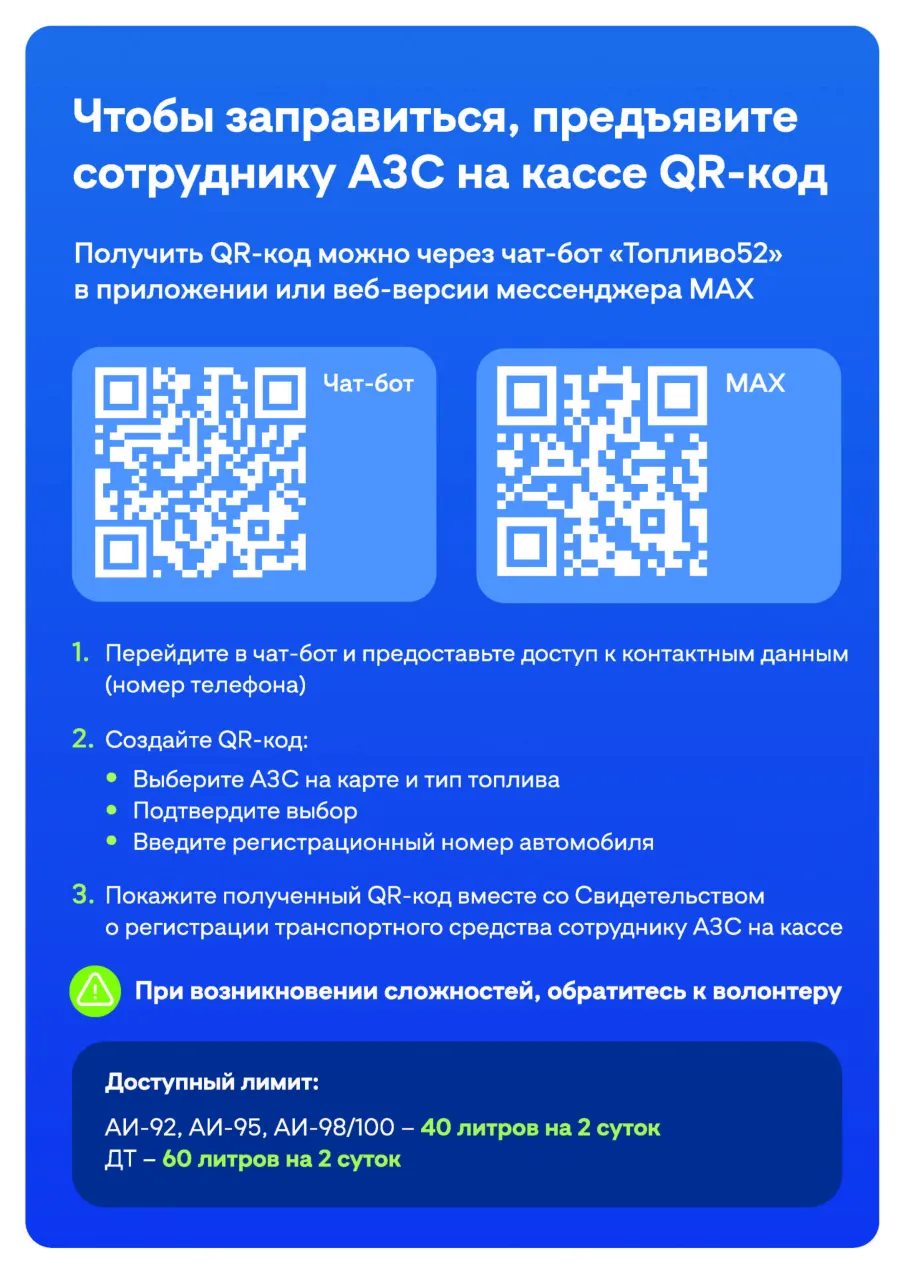 В Ветлужском округе с 29 июля на одной из АЗС будут продавать топливо по QR-кодам